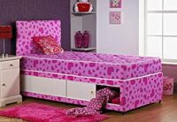 Heart Patterned Single Kids Bed with Optional Storage - Pink