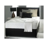 Luxury Black Faux Leather Divan Bed with Memory Foam Mattress & 20" Headboard